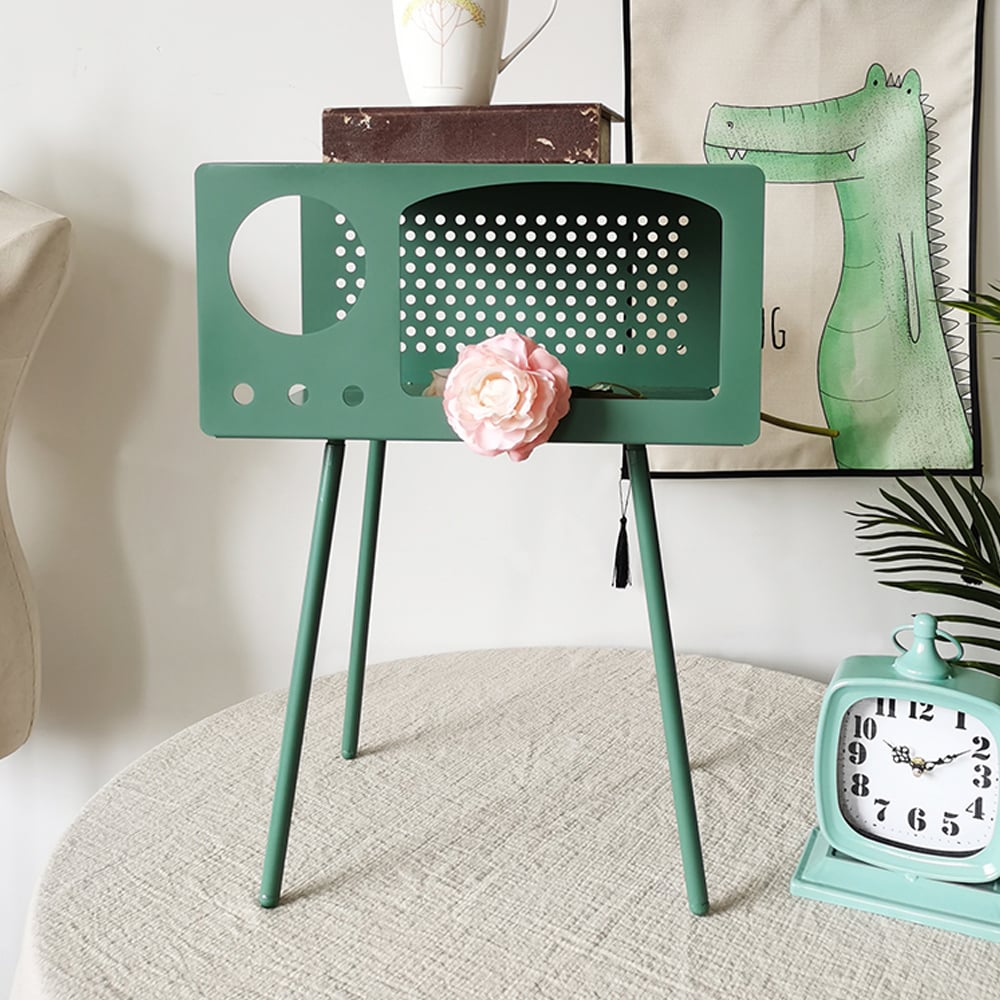 Minimalism TV Sculpt Display Shelving Unique End Table in Green window image