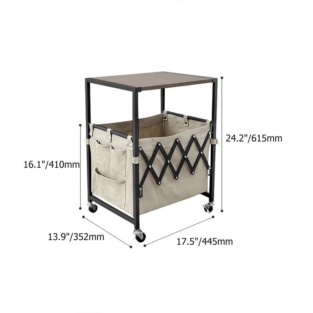 Green End Table with Bin Storage Side Table with Wheels window image