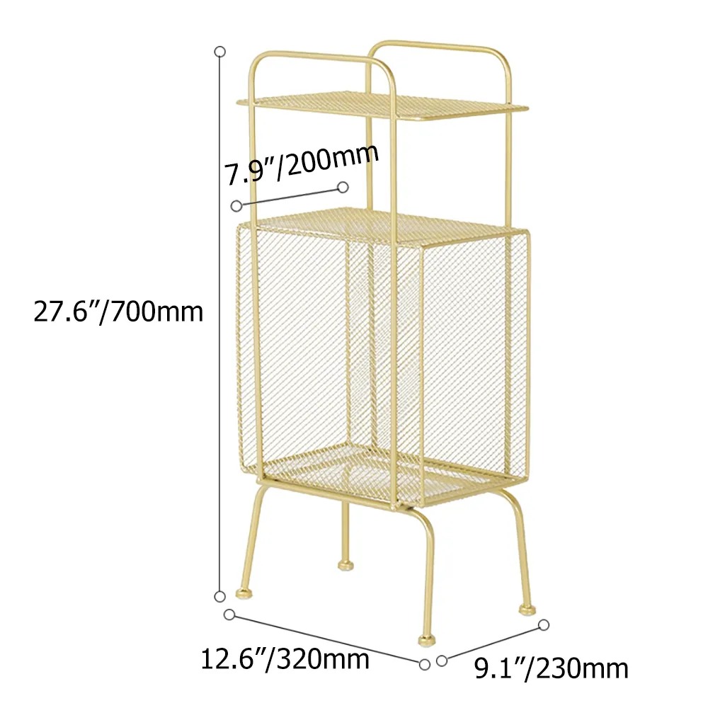 Modern End Table with Shelf 3-Tiered Metal Side Table in Gold window image