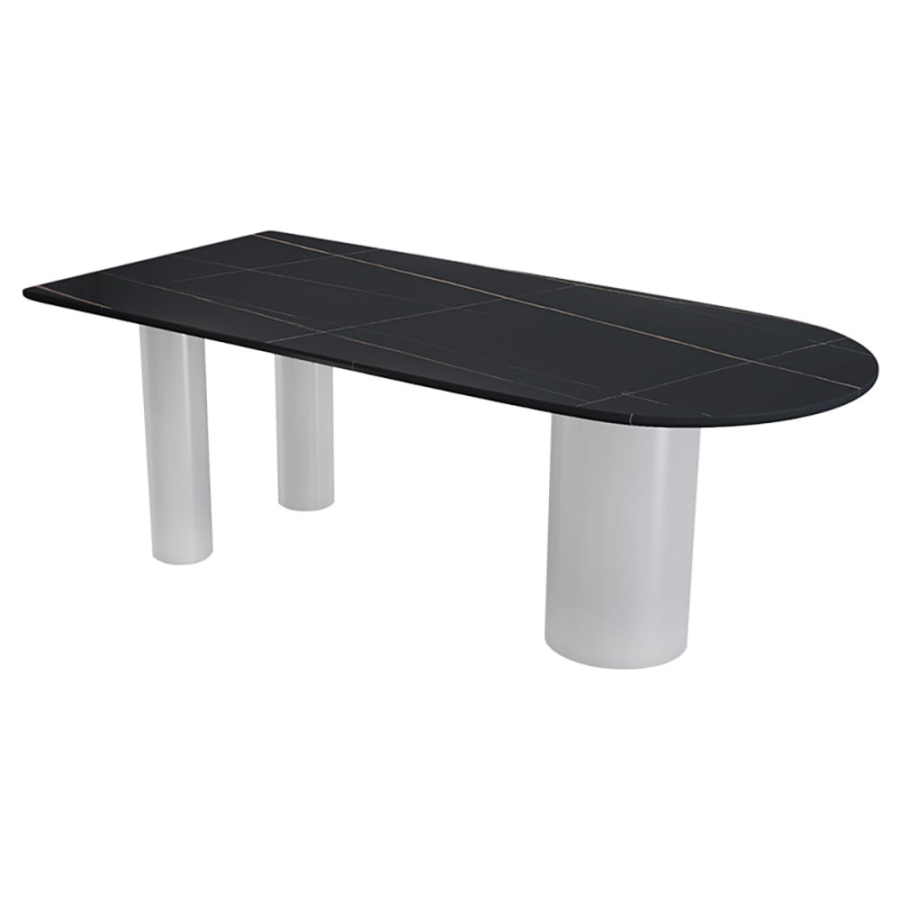 63" Black Dining Table with Sintered Stone Top & Metal Frame window image