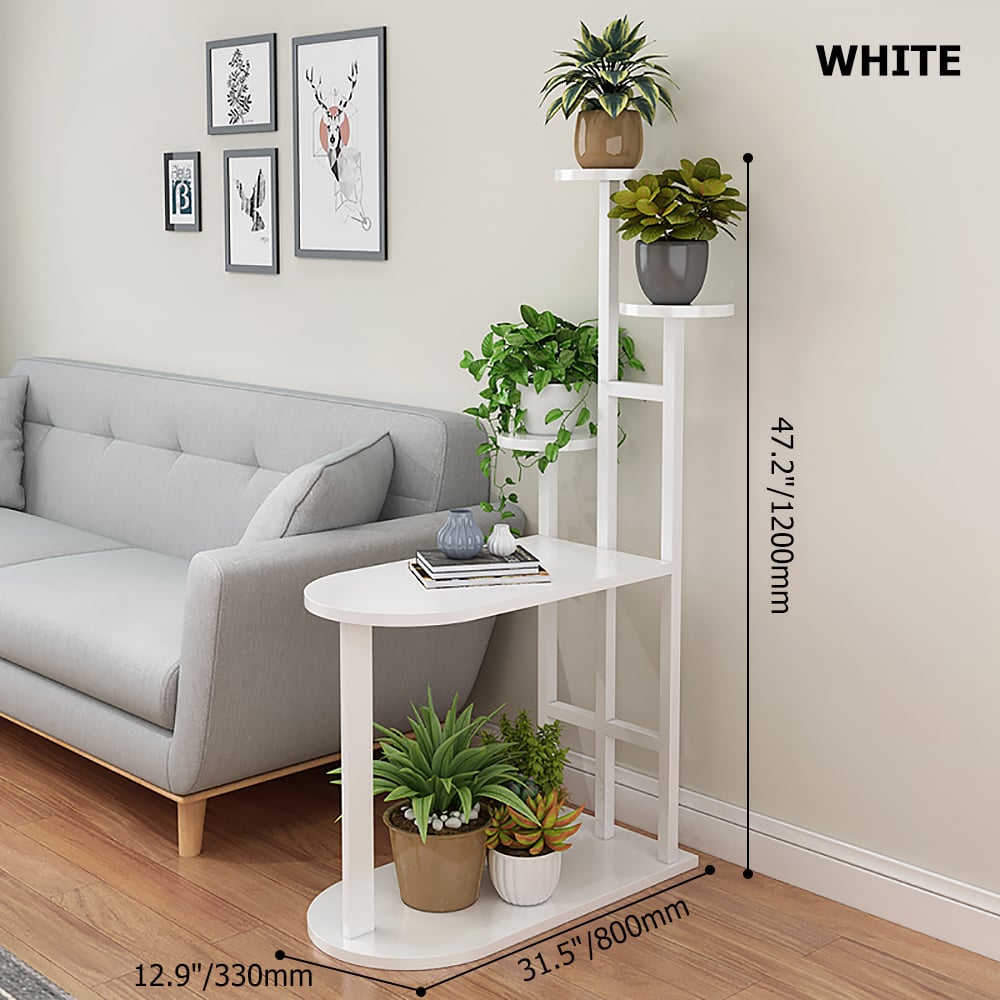 Contemporary Indoor Plant Stand End Table in Black/White-White window image