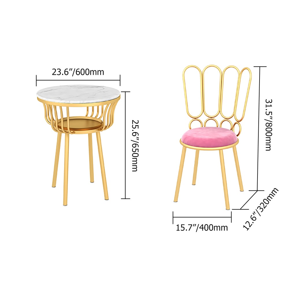 Bar Table Sets with Storage Marble Top & Metal Frame Stools Included in Gray window image