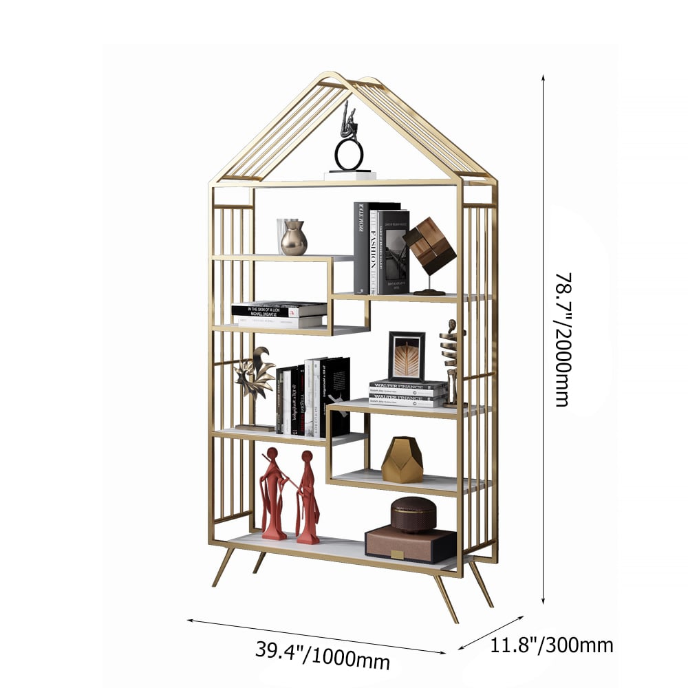 Modern Metal 8-Tier Shelf Etagere Bookshelf in Black window image