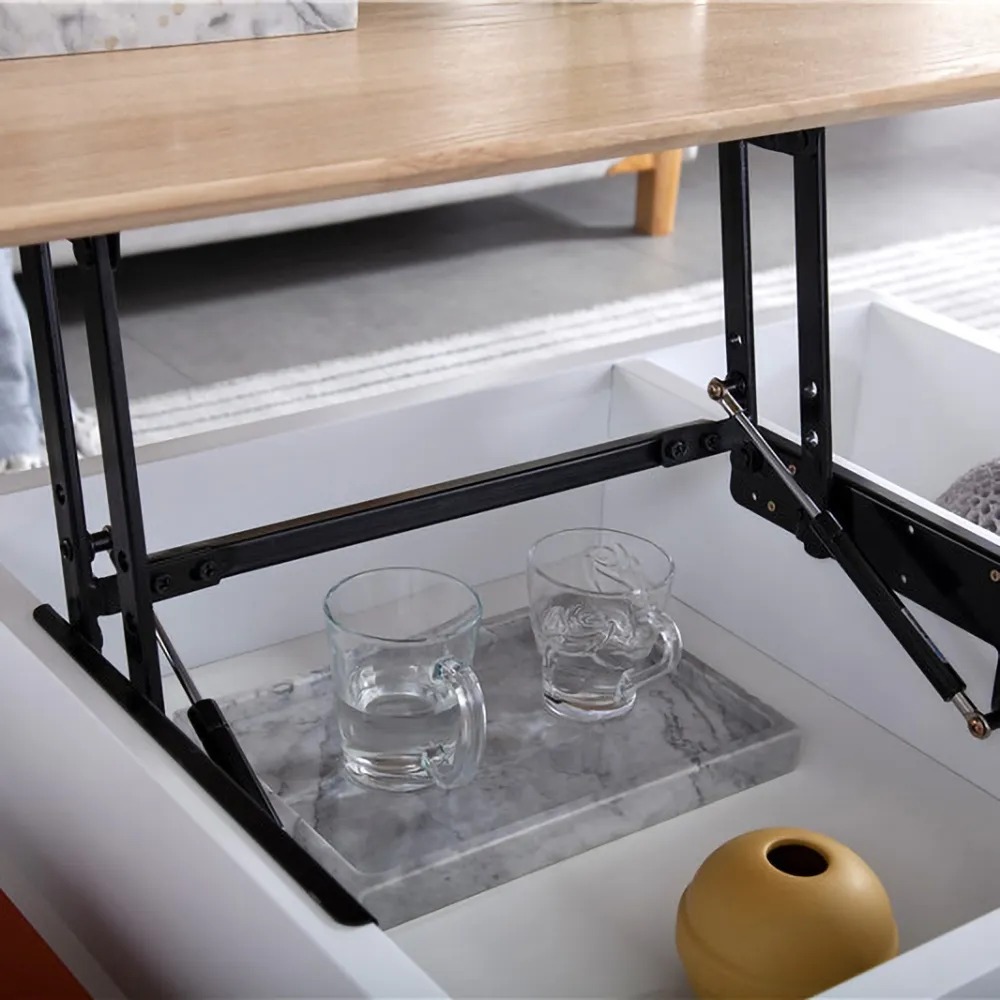 Table Basse Moderne avec Rangement Naturel image de fenêtre