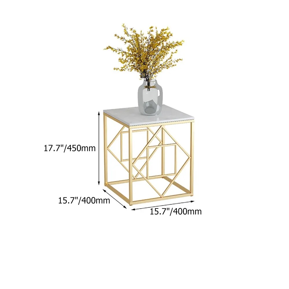 Black Square End Table Modern Marble Top Side Table window image