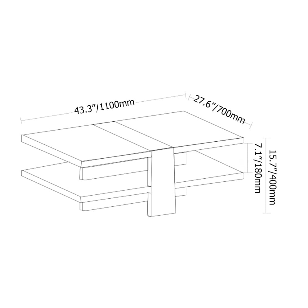 Moderne salontafel met opbergruimte in rechthoekig wit Vensterafbeelding