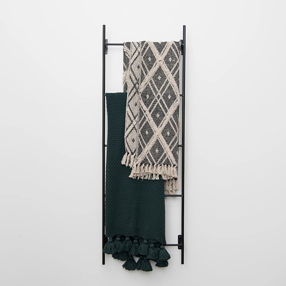 Modern Wall Mounted Entryway Coat Rack Ladder Rack window image