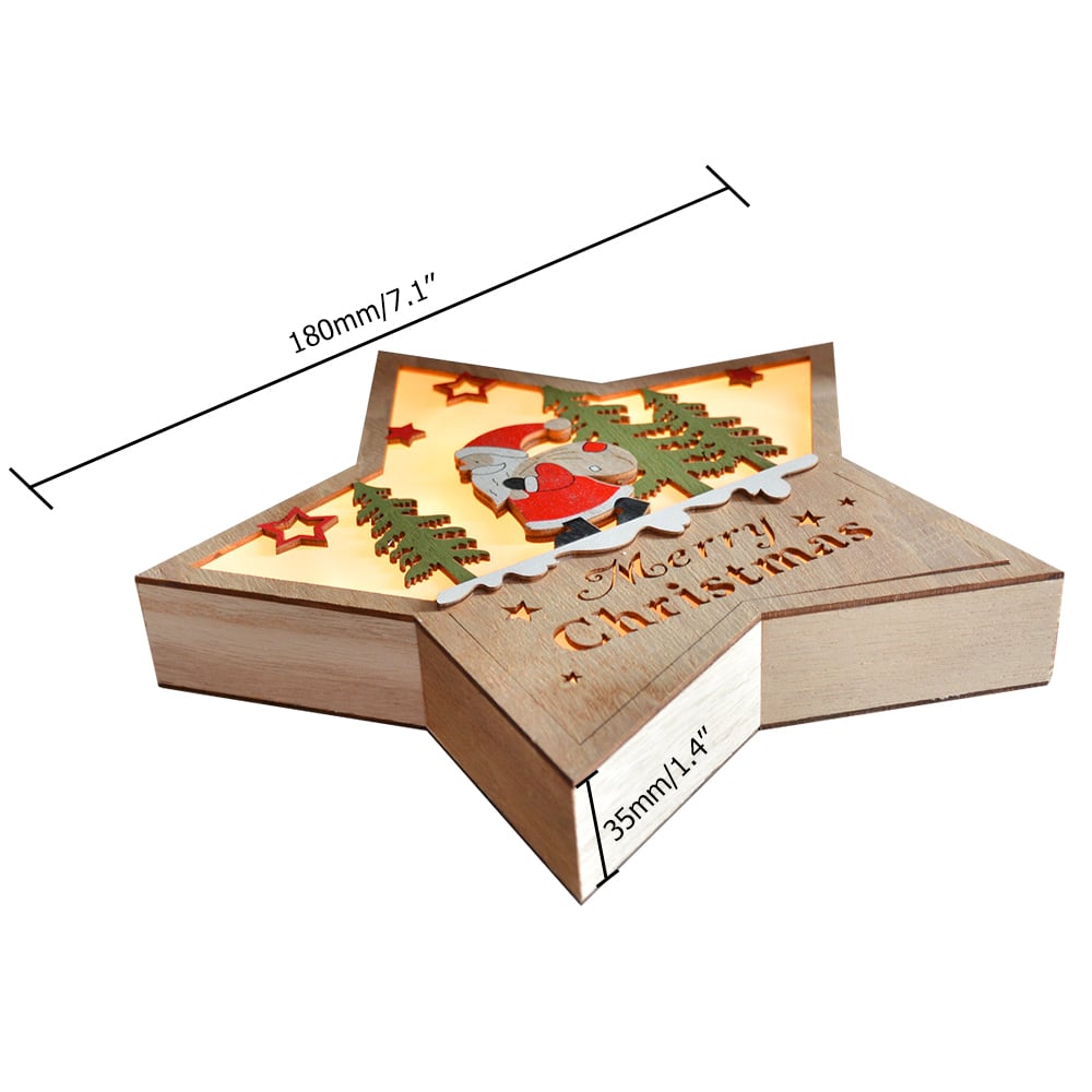 Christmas Decoration Table Lamp Wood Battery Operated LED Desktop Lamp Set of 2 C window image