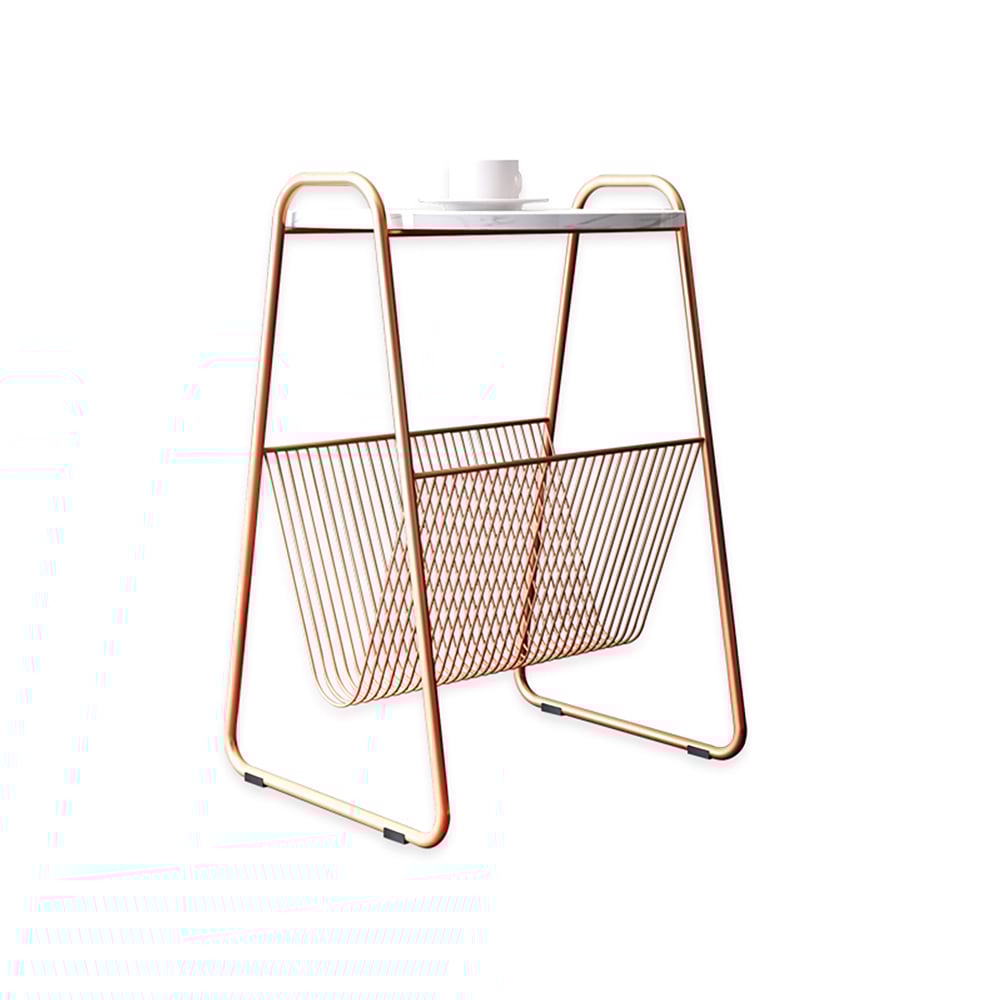 Rose Gold Modern & Contemporary Side Table with White Marble Top window image