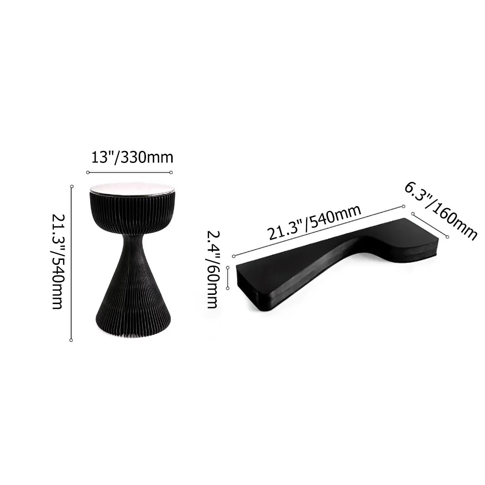 Black Modern End Table with Tempered Glass Foldable Side Table Decor window image