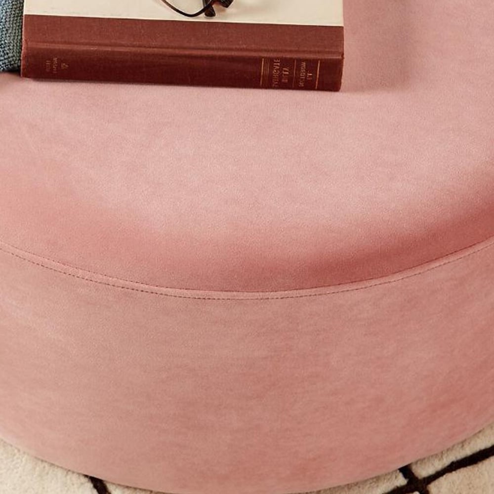 Pink Round Velvet Ottoman Foam Ottoman Coffee Table Pouf window image