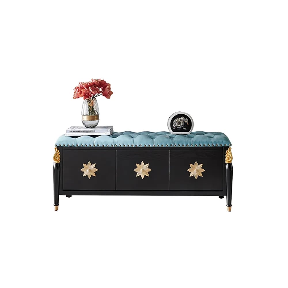 1000mm Retro Storage Bench Shoe Rack with Leather Upholstered Seat window image