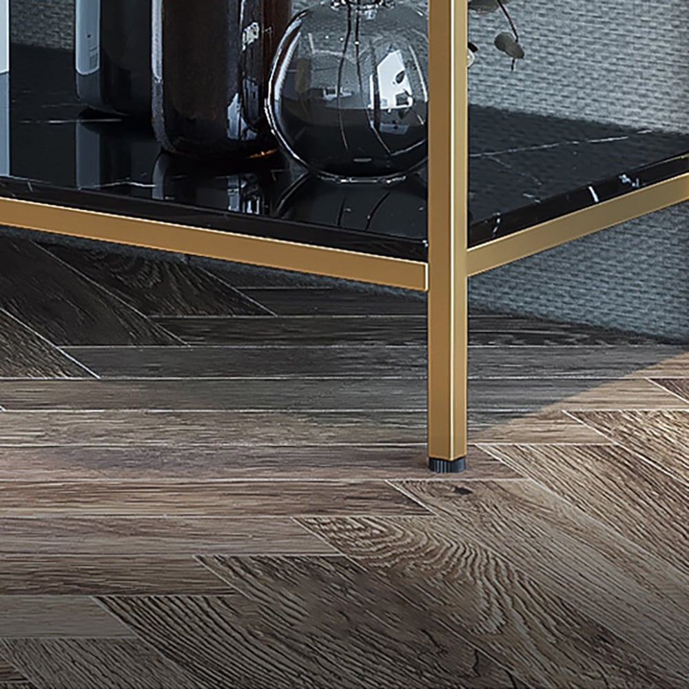 Black Console Table with Drawers & Shelf Metal Frame window image