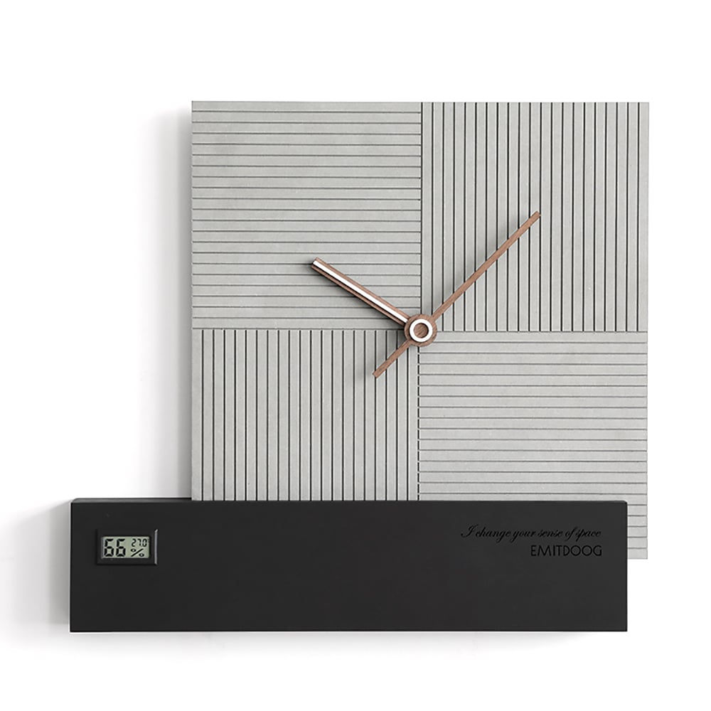 Modern Geometry Square Wall Clock in Grey&Black 17.2"W x 14.2"H window image