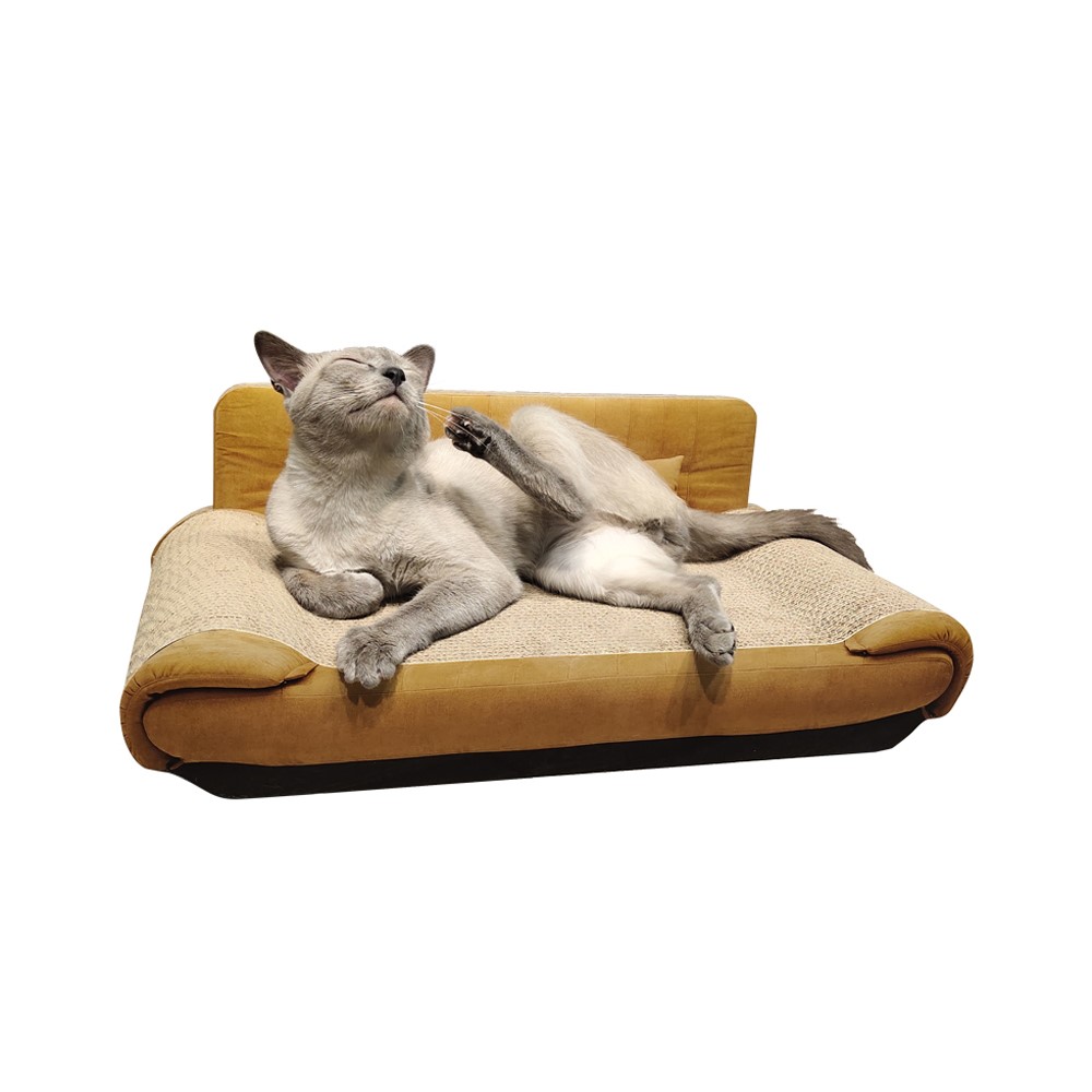 23.6" Chaise-Style Cat Sofa Bed Cat Chaise Lounge Corrugated Board for Crawl Scratch window image