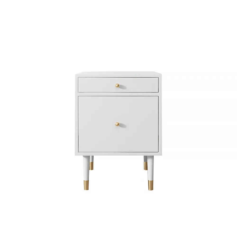 White Modern Bedroom Nightstand 2-Drawer Bedside Table window image