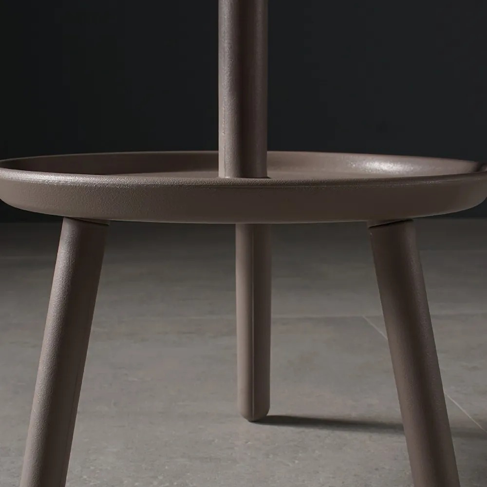 Grey Round Side Table PP Plastic with 2-Shelf End Table window image