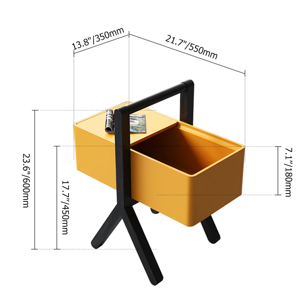 Minimalism End Table with Magazine Rack in Yellow window image