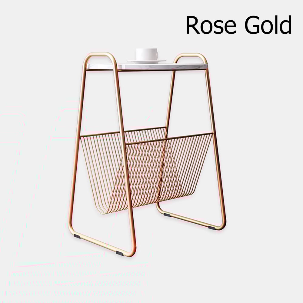 Rose Gold Modern & Contemporary Side Table with White Marble Top window image