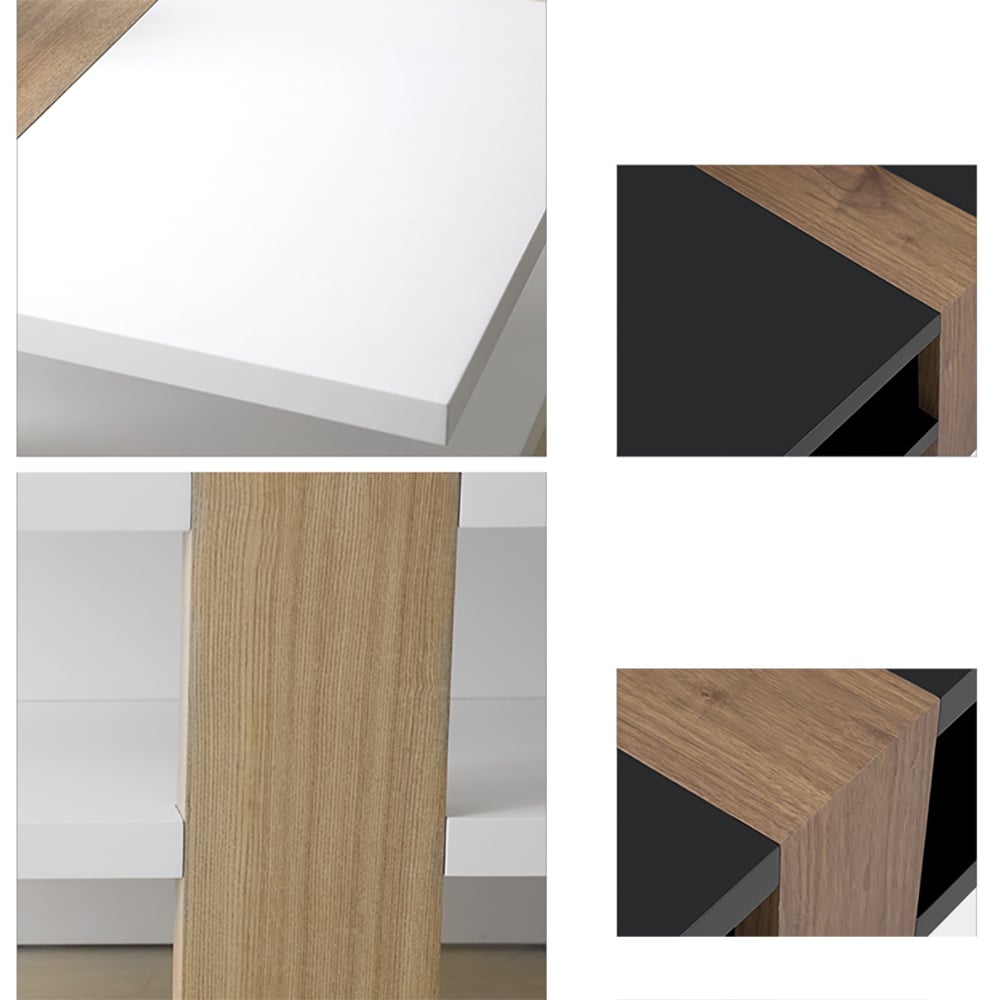 Moderne salontafel met opbergruimte in rechthoekig wit Vensterafbeelding