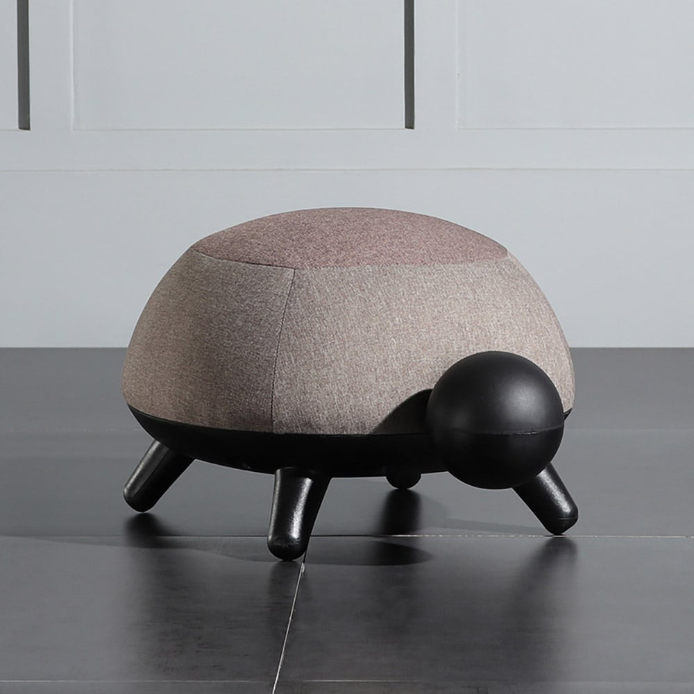 Small End Table in Turtle-Shaped Cotton-Linen Upholstery Ottoman window image
