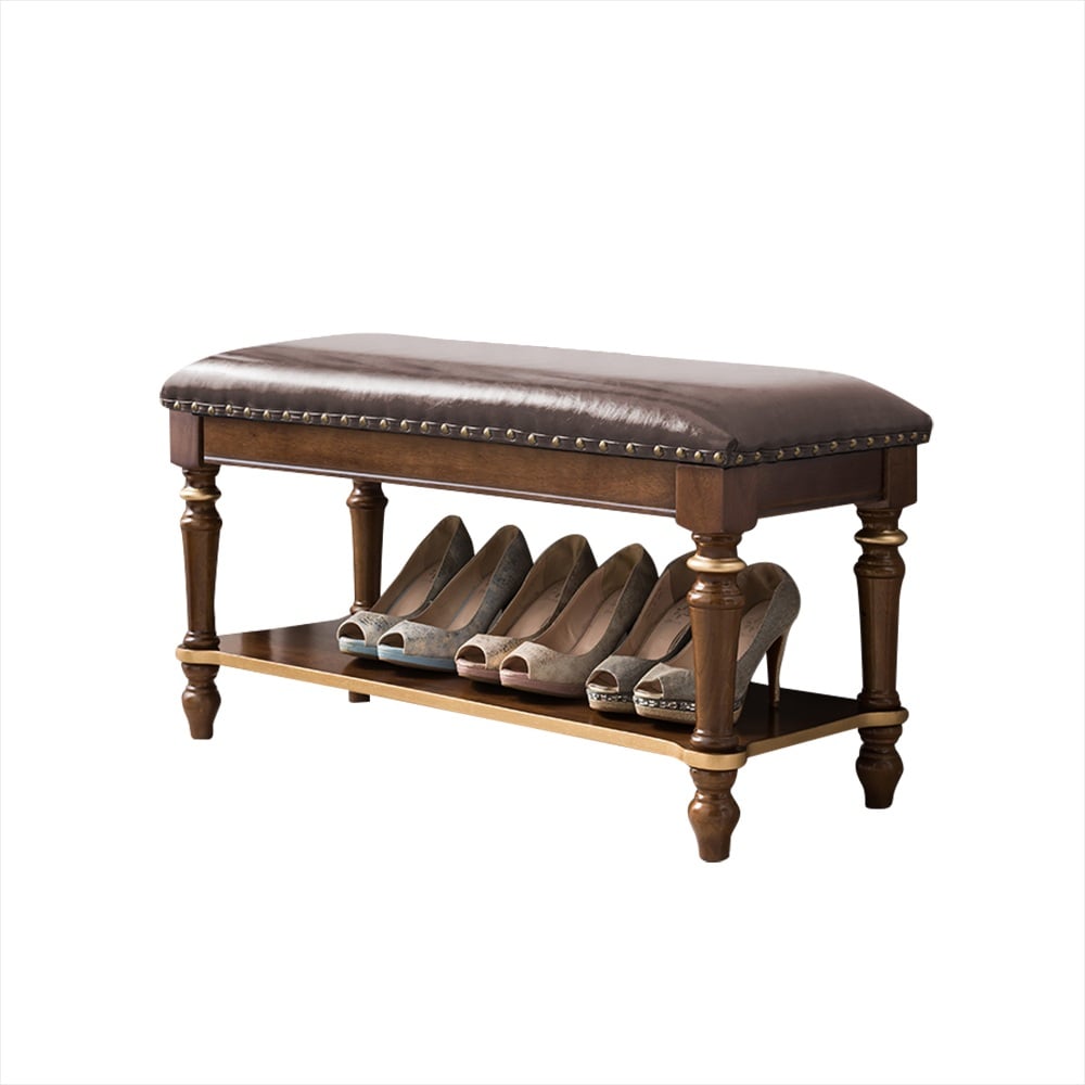 900mm Cushioned Bench Walnut Upholstered Bench with Storage window image