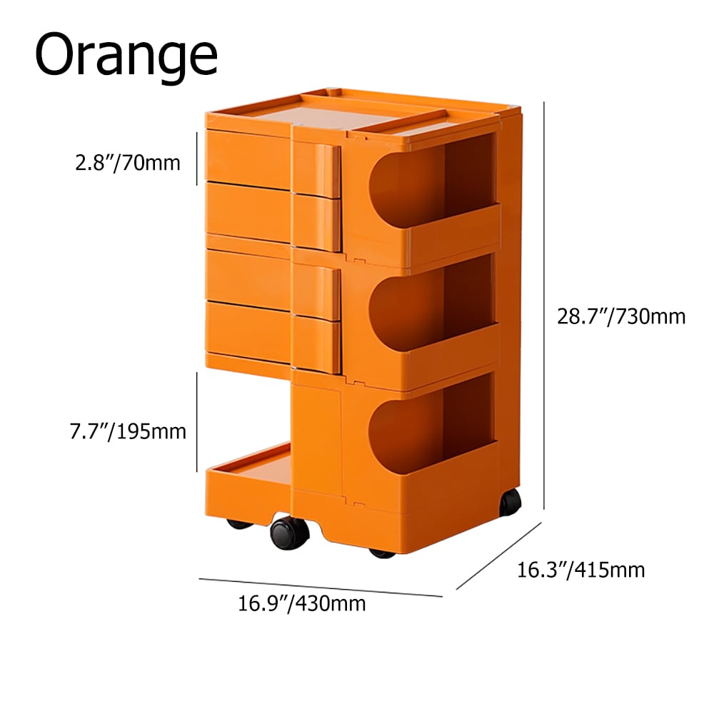 Orange End Table with Storage & Wheels Multifunction Side Table window image