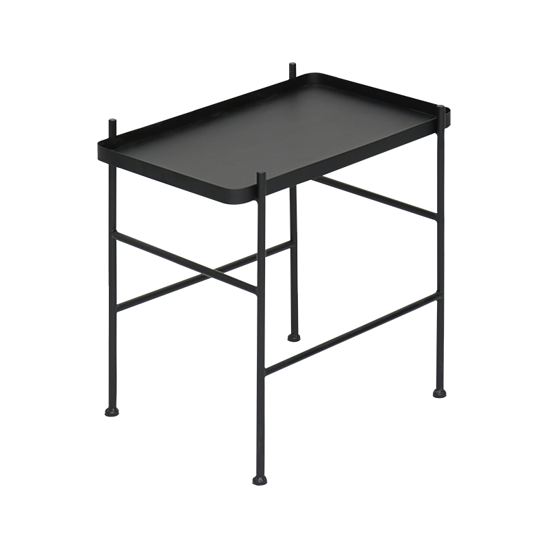 Black End Table with Tray Top Metal Frame Side Table window image
