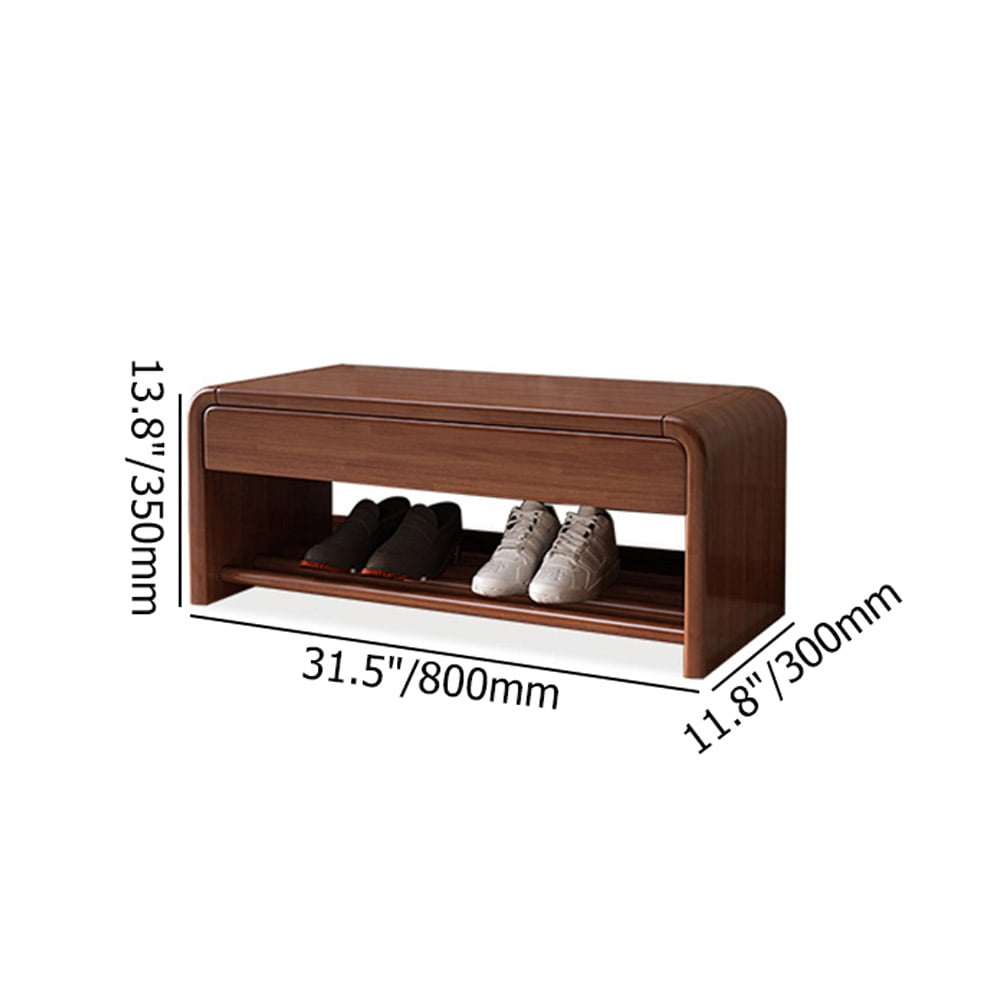 Rustic Wooden Shoe Rack with Drawer-Walnut window image