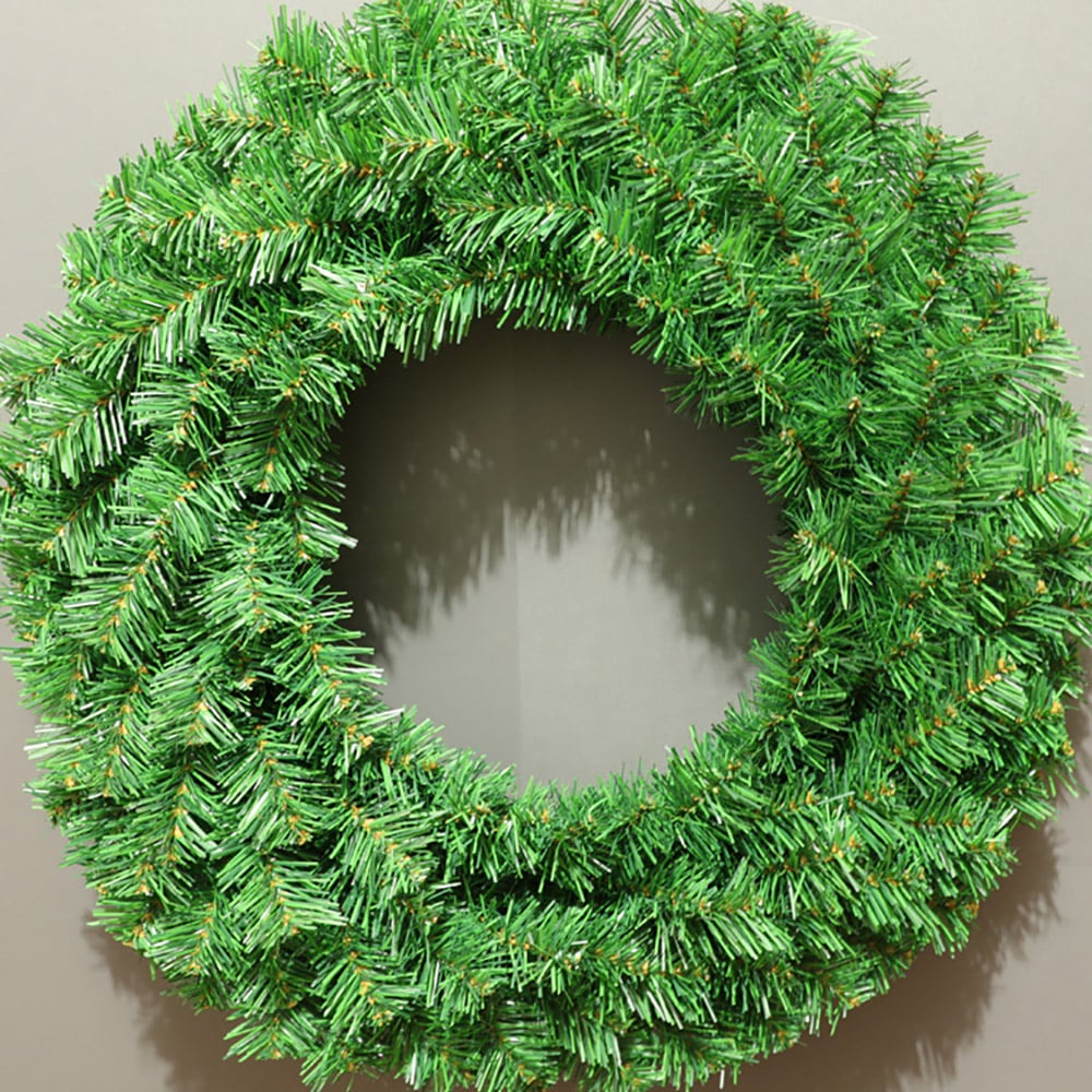 19.7" Red&Gold LED Christmas Wreath With Ball Ornaments and Pinecones C window image