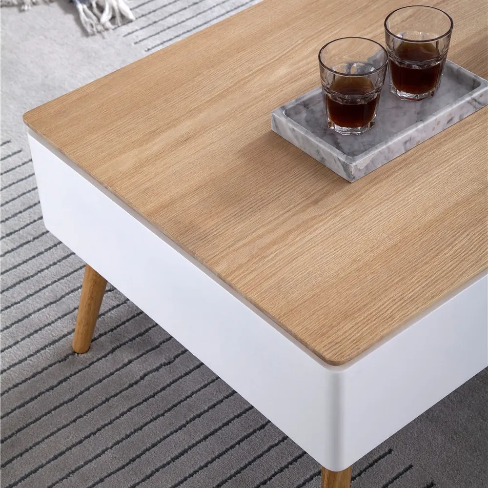 Table Basse Moderne avec Rangement Naturel image de fenêtre
