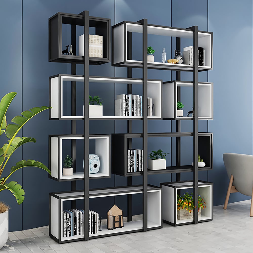 70.9" Nomore-Style Freestanding Etagere Bookshelf in Black window image