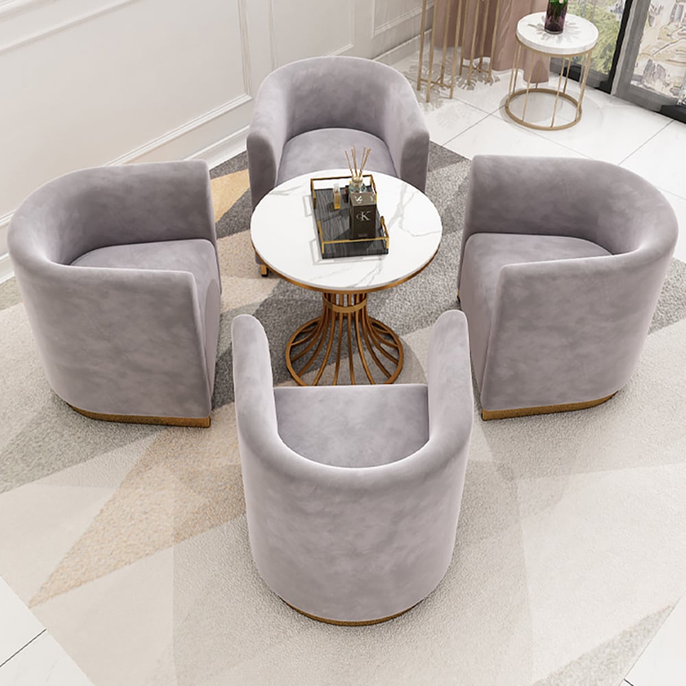 Gray Modern Accent Chair Velvet Upholstered Accent Chair Modern in Gold Base window image