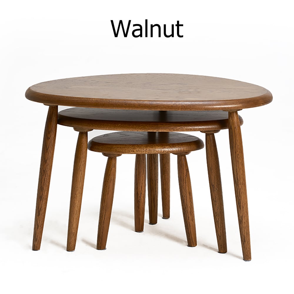 Set of 3 Walnut Coffee Table Solid Wood Accent Table window image