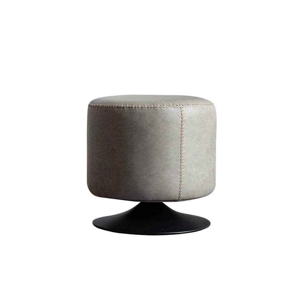 Modern Swivel Vanity Stool Grey Round Vanity Chair with Metal Base for Bedroom window image