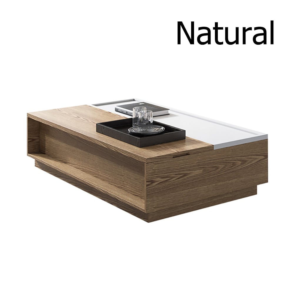Natural Contemporary Lift Top Coffee Table with Storage & Drawers window image