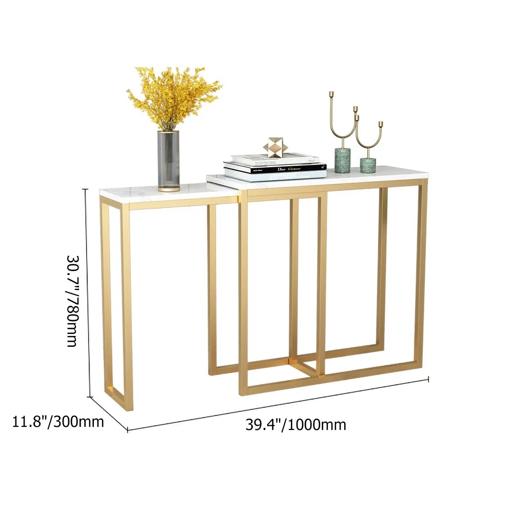 Black Adjustable Console Table with Marble Top window image