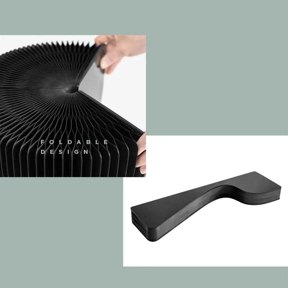 Black Modern End Table with Tempered Glass Foldable Side Table Decor window image