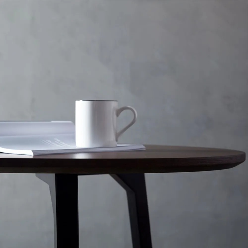 Round Side Table Oak End Table Walnut window image