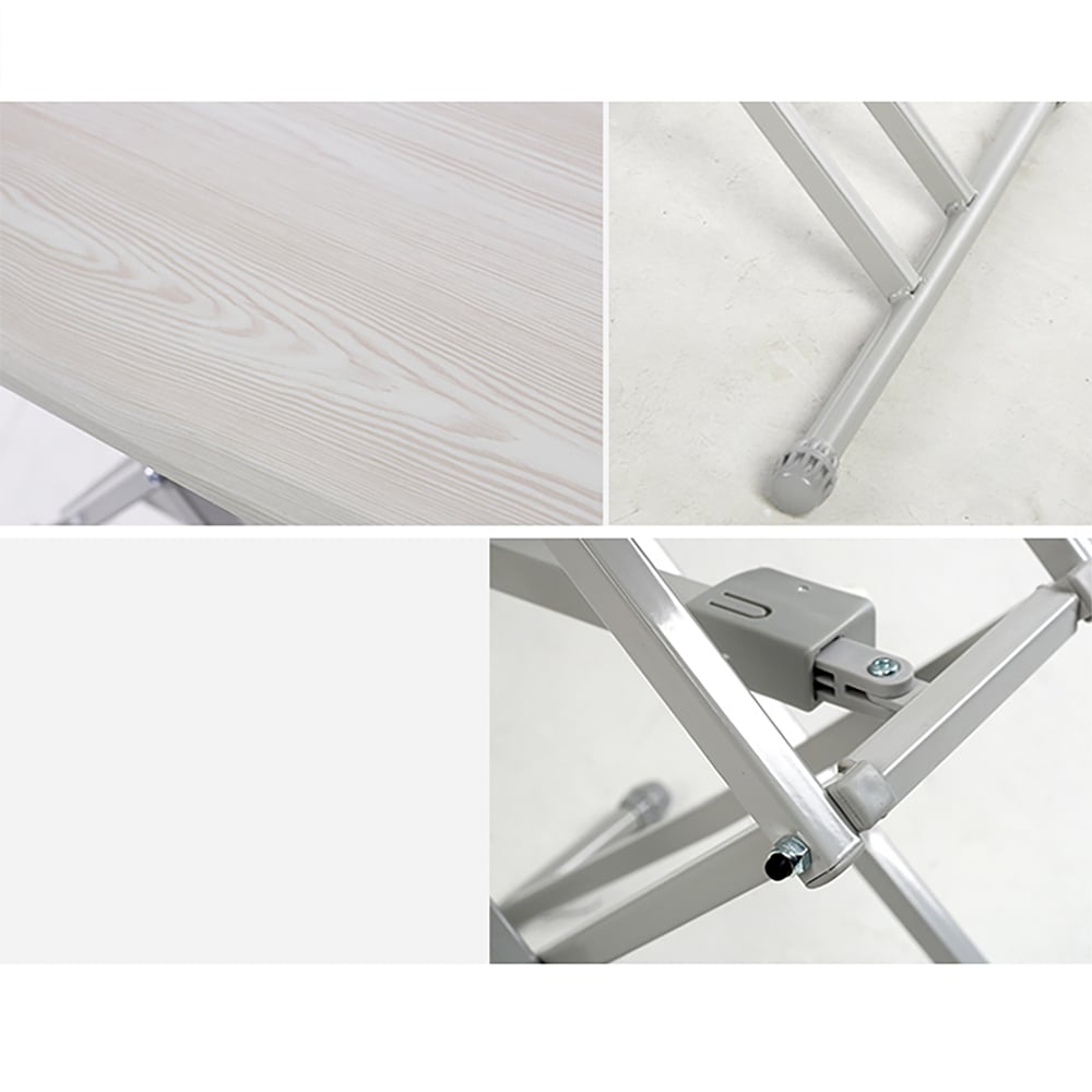 White Foldable Side Table Adjustable Desk with Four Heights window image