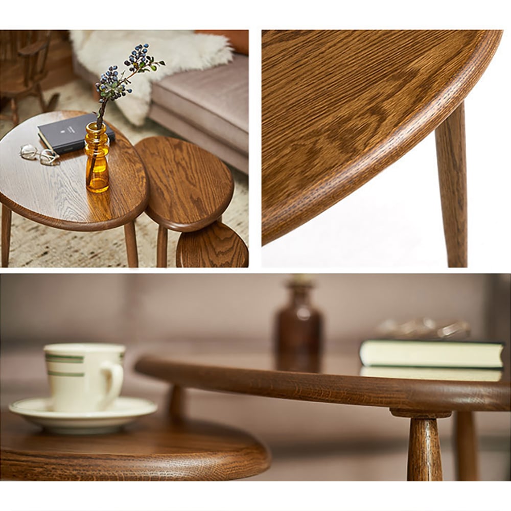 Set of 3 Walnut Coffee Table Solid Wood Accent Table window image