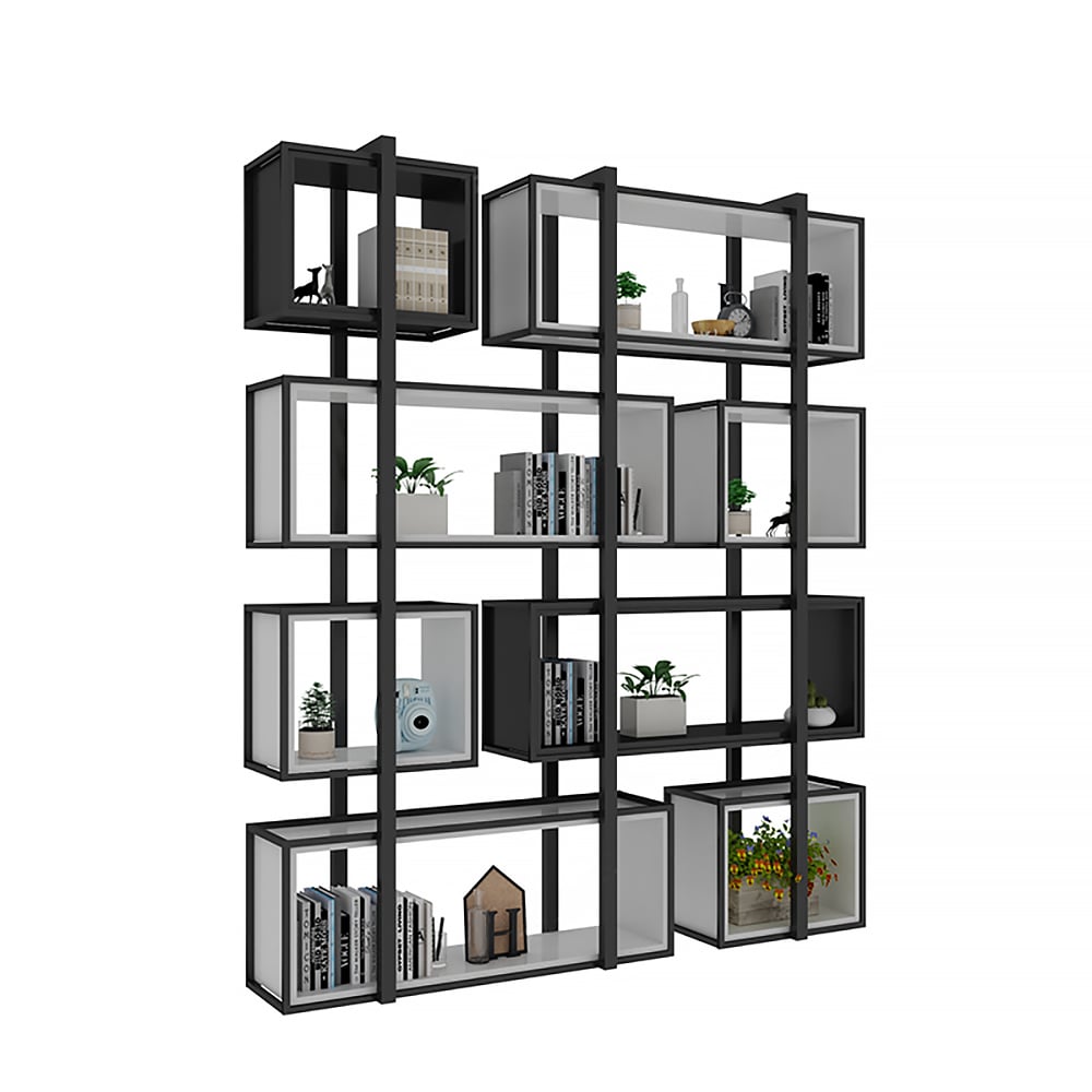 70.9" Nomore-Style Freestanding Etagere Bookshelf in Black window image