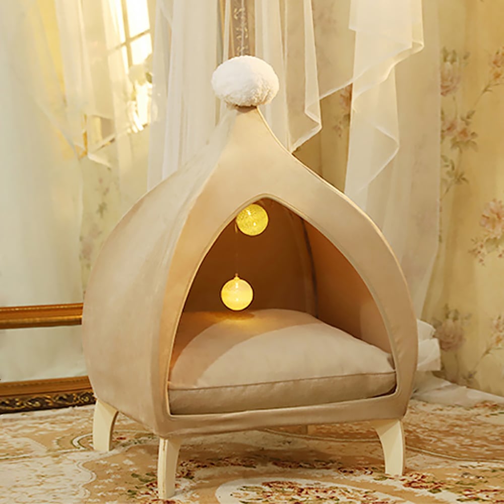 Petit lit de tente pour chat recouvert de velours 350 mm avec coussin rembourré image de fenêtre