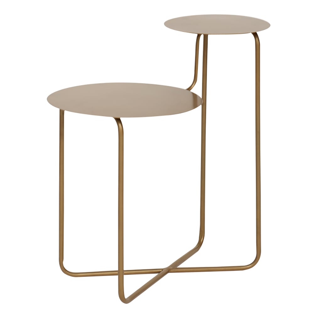 Round End Table Metal Side Table in Gold window image
