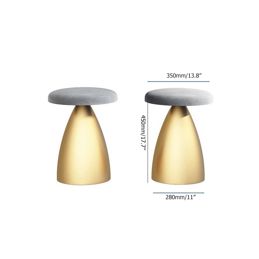 Modern Upholstered Velvet Gold/Blue Stool Set of 2 window image