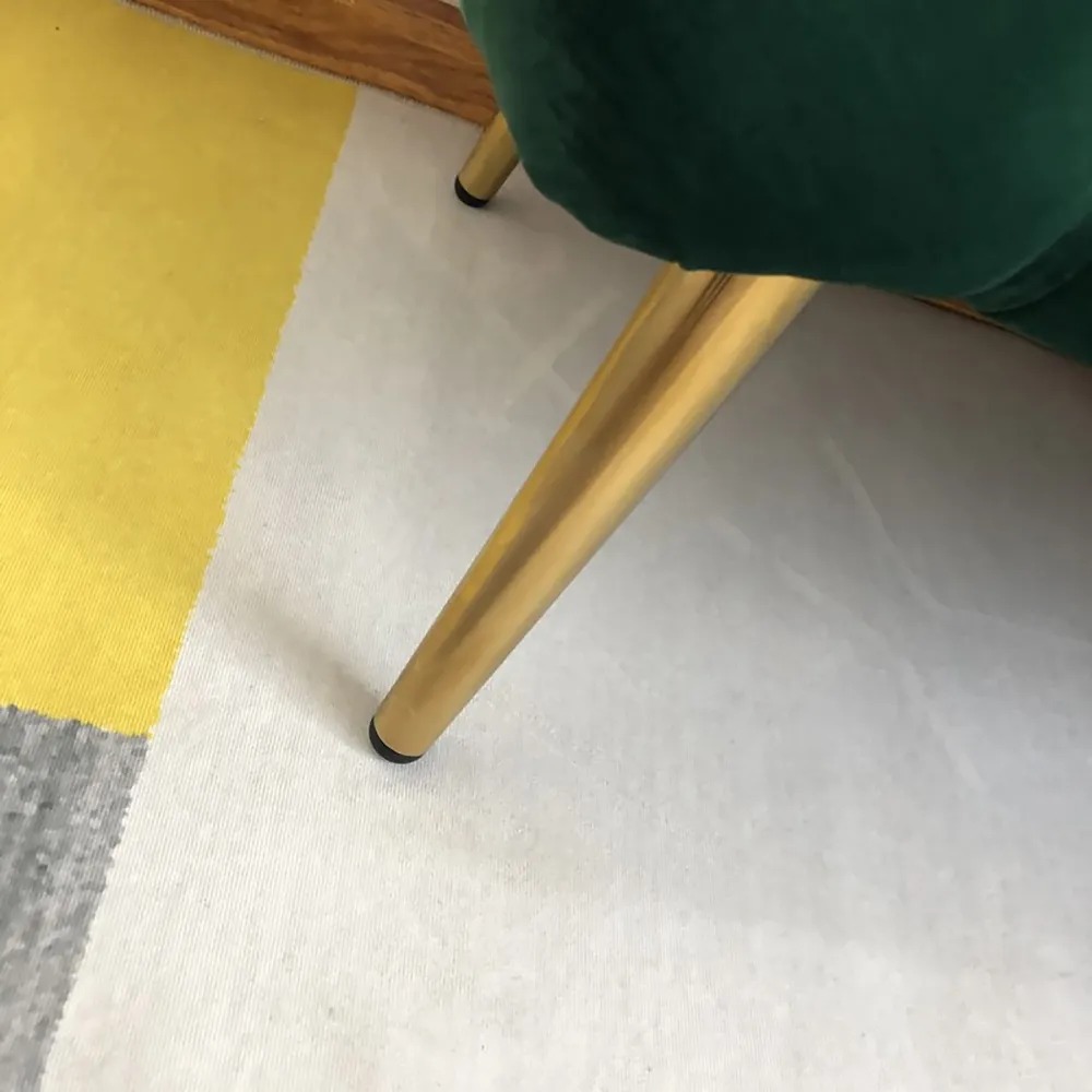 Green Modern Velvet Bench Tufted Upholstered Ottoman Pouf Stool in Gold Legs window image