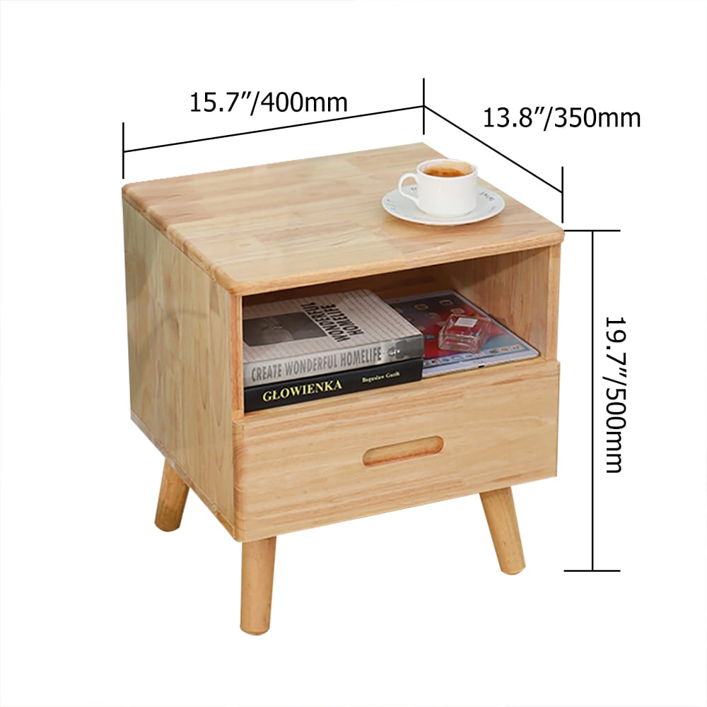 Nordic White Nightstand 1-Drawer Bedside Table with Legs window image