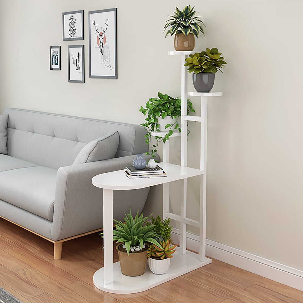 Contemporary Indoor Plant Stand End Table in Black/White-White window image