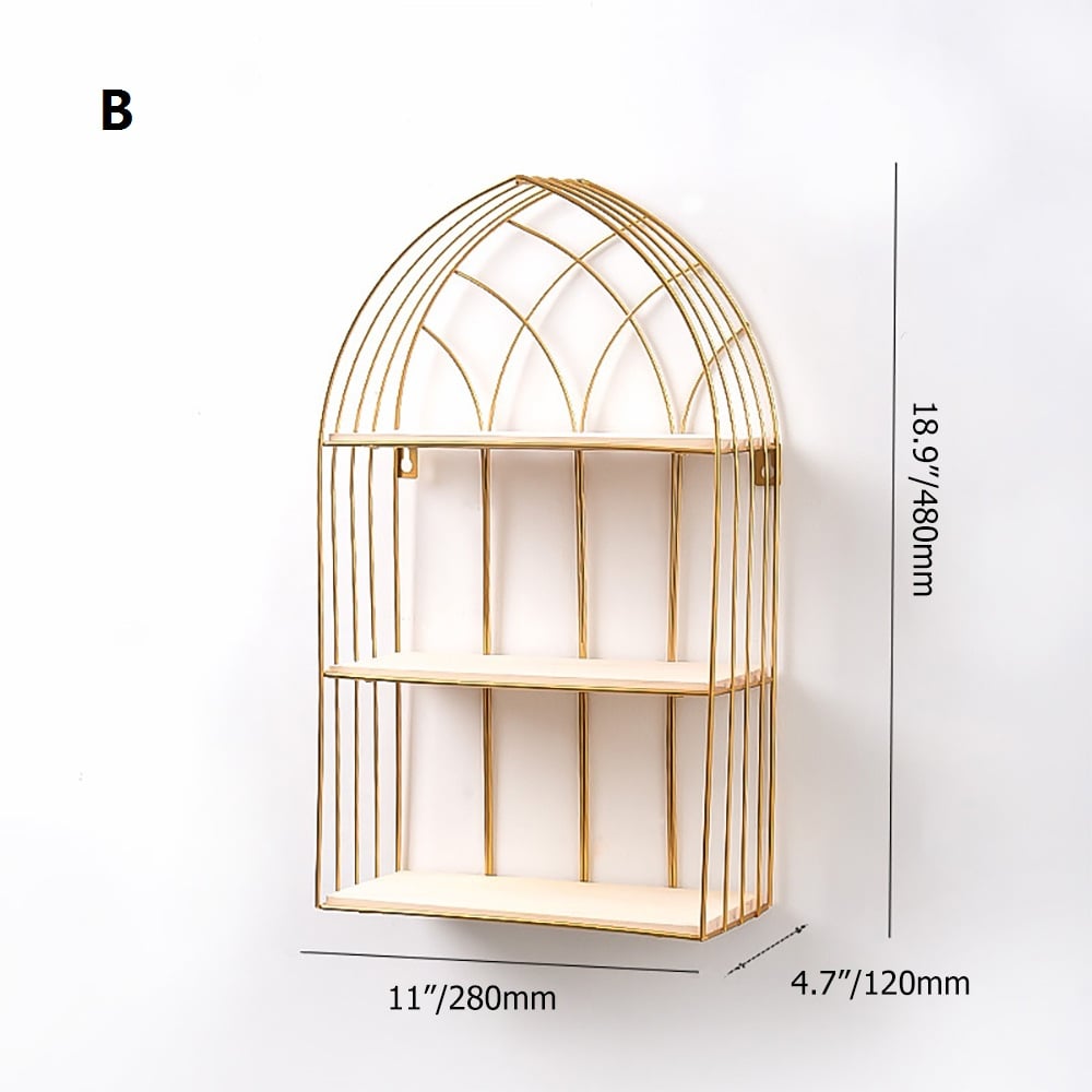 Modern Gold 3-Tier Bathroom Storage Rack Floating Shelf window image