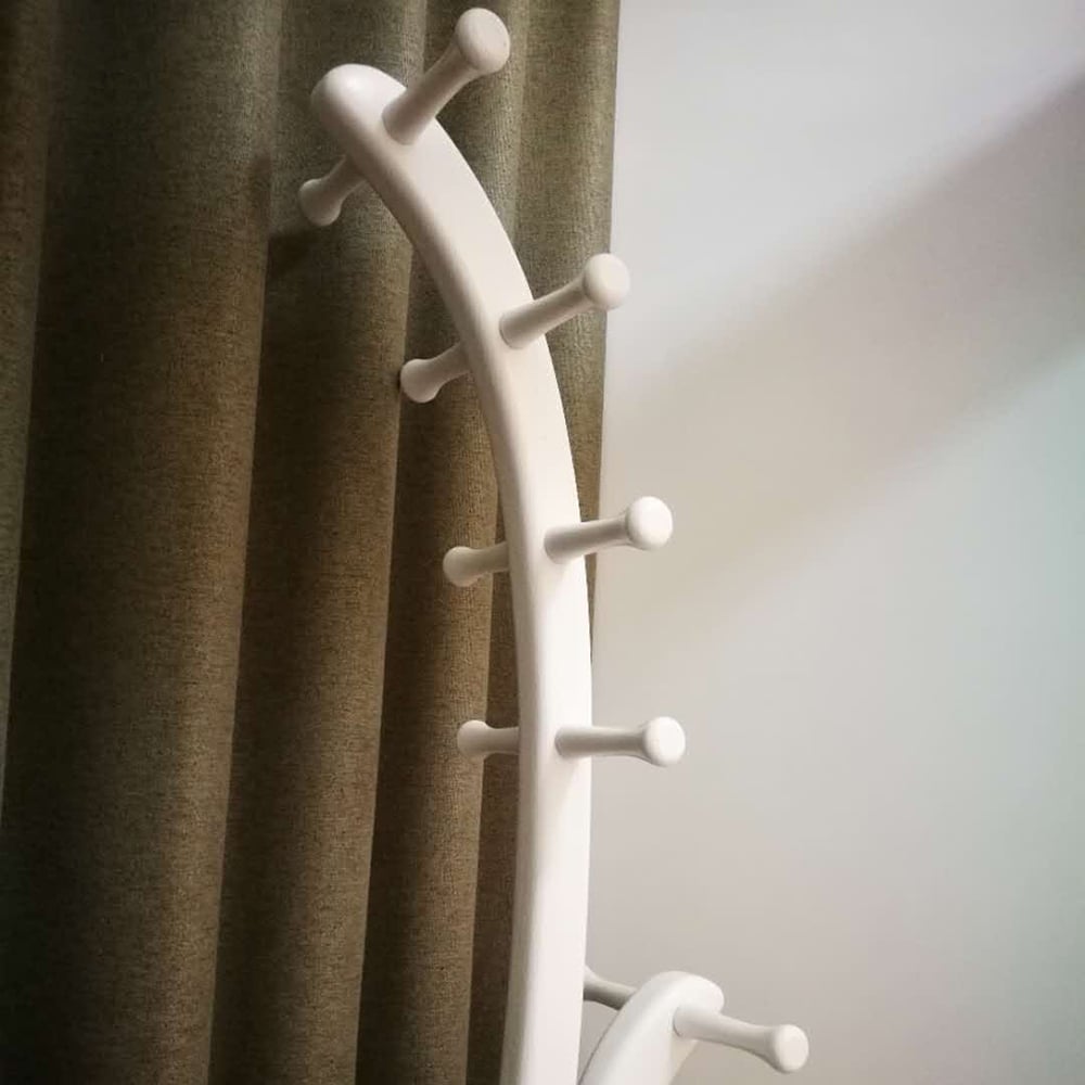 67.7"H Clothing Rack Coat Stand with Creative Artistry White/Natrual-White window image